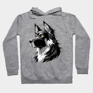 Stunning and Cool Dutch Shepherd Monochrome and Gold Portrait for Father's Day Hoodie